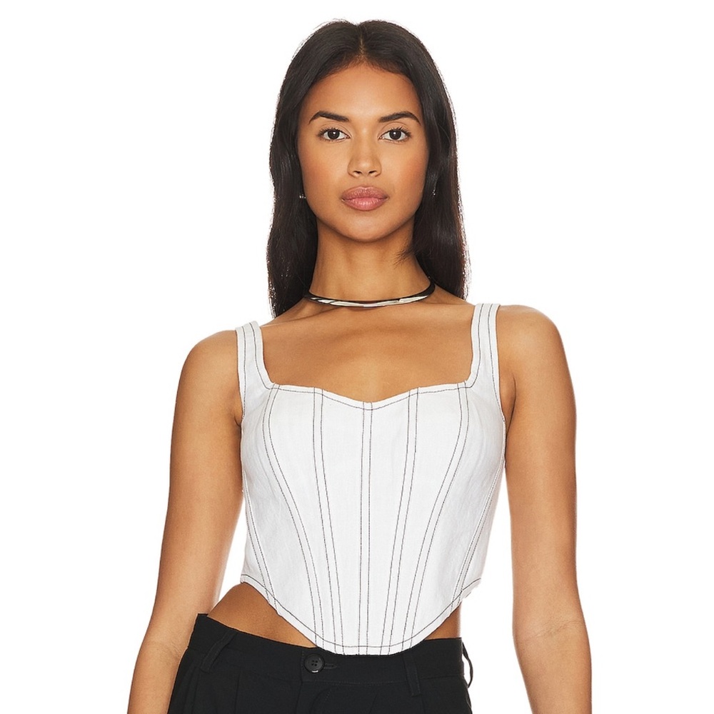 NWT Bardot Corset Orchid White Linen Bustier Top US 8